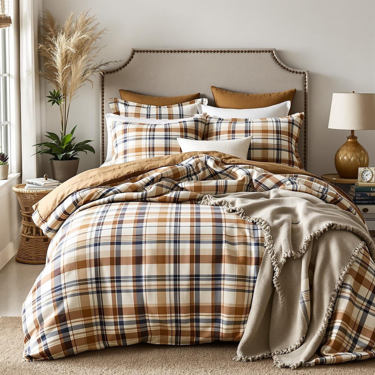 我家的全棉色织格纹床品搭配方案｜附床品叠法教程